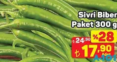 SİVRİ BİBER PAKET 300 G fiyat ve kampanya bilgisi